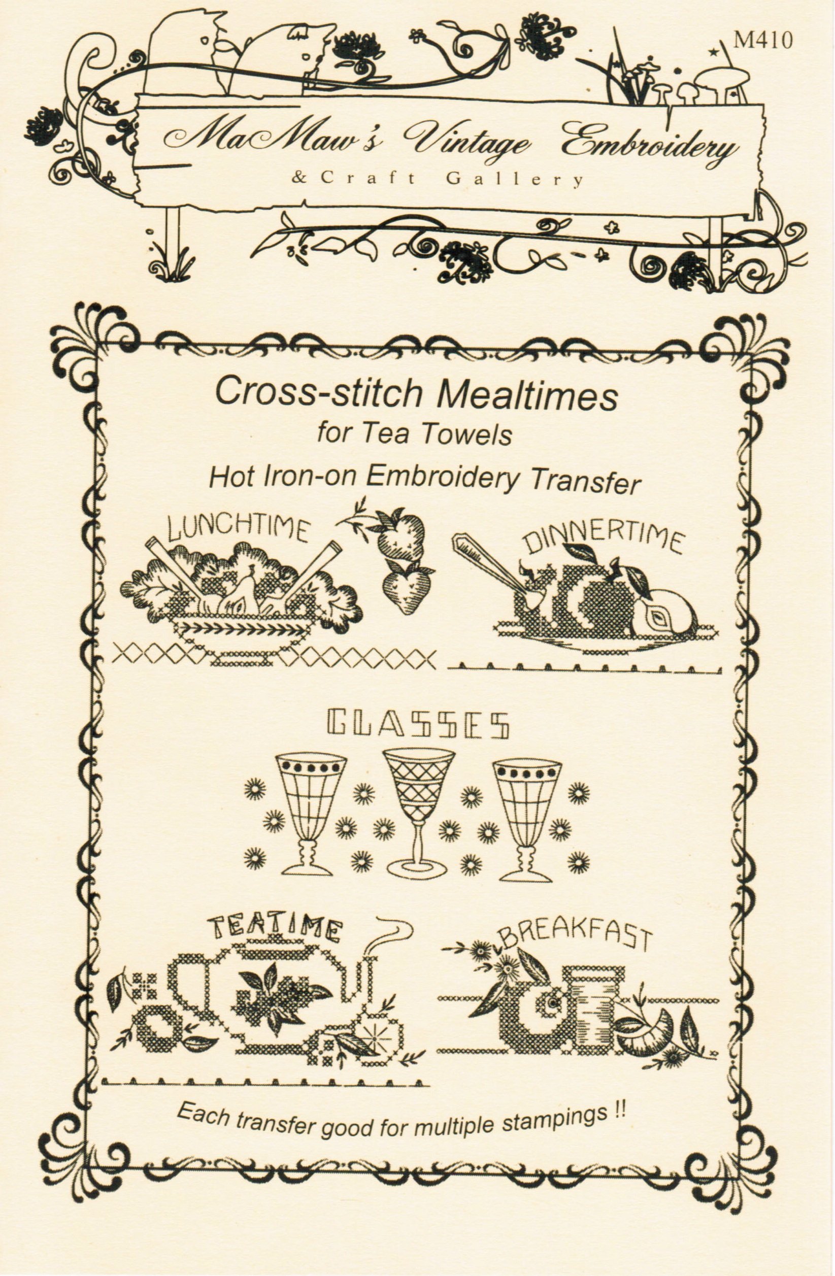 Cross-Stitch Hot Iron Embroidery Transfer Patterns for Mealtimes - Kitchen & Dining Room Decor DIY Craft Projects