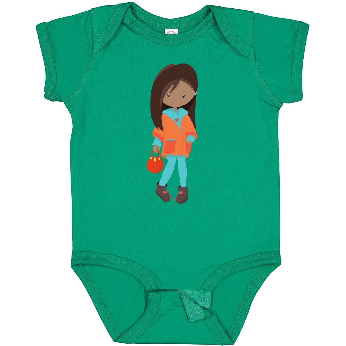 Inktastic African American Girl Fashion Baby Bodysuit - Orange Jacket Design for Infants & Toddlers - Perfect for Casual Wear, Family Photos & Everyday Outfits