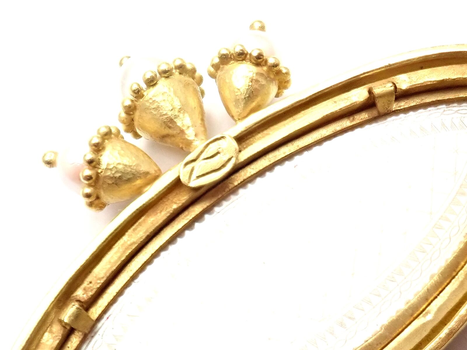 Authentic Elizabeth Locke 18k Yellow Gold Pearl Mother of Pearl Brooch Pin - Elegant Jewelry for Women, Perfect for Weddings, Parties & Special Occasions