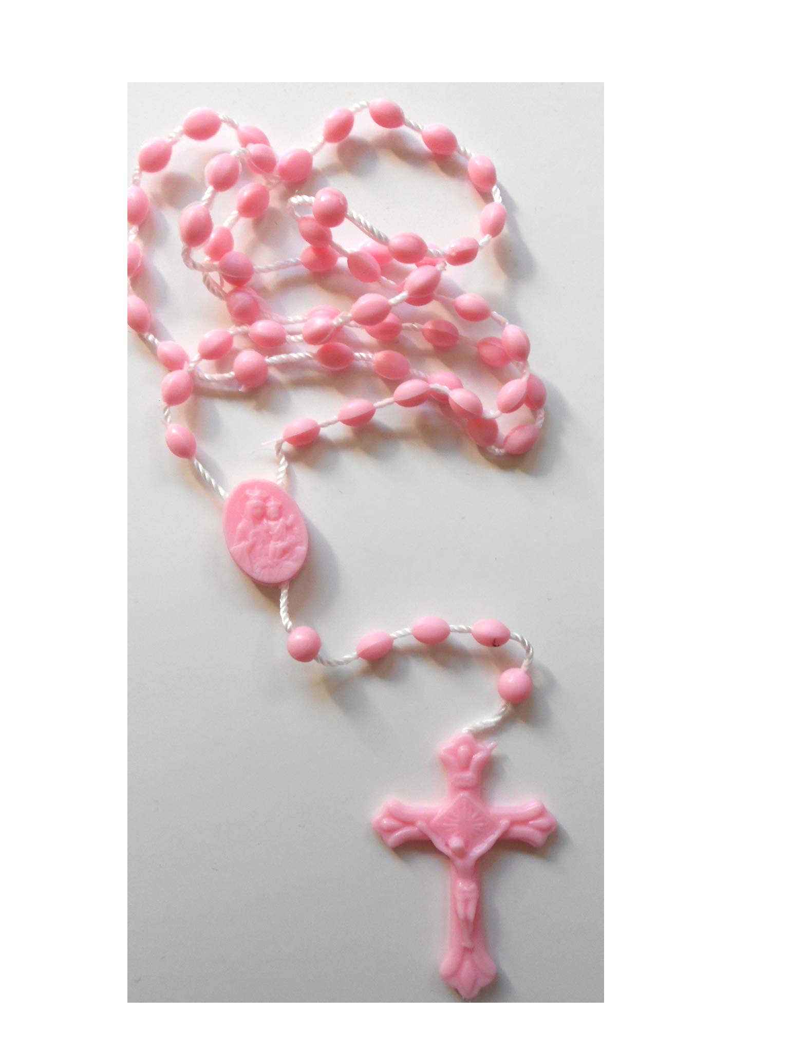 100-Piece Pink Plastic Rosary Beads Set - Bulk Religious Prayer Beads for Church, Home Worship & Catholic Devotions