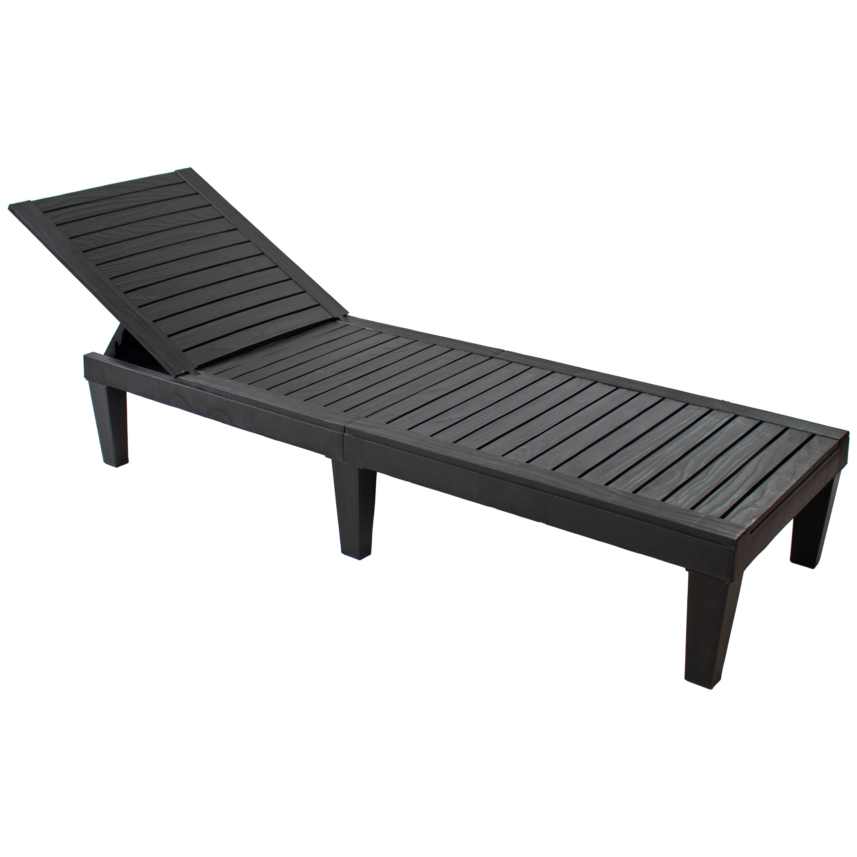Sunnydaze 5-Position Adjustable Outdoor Chaise Lounge Chair - Black - Perfect for Poolside, Patio, Backyard & Beach Relaxation
