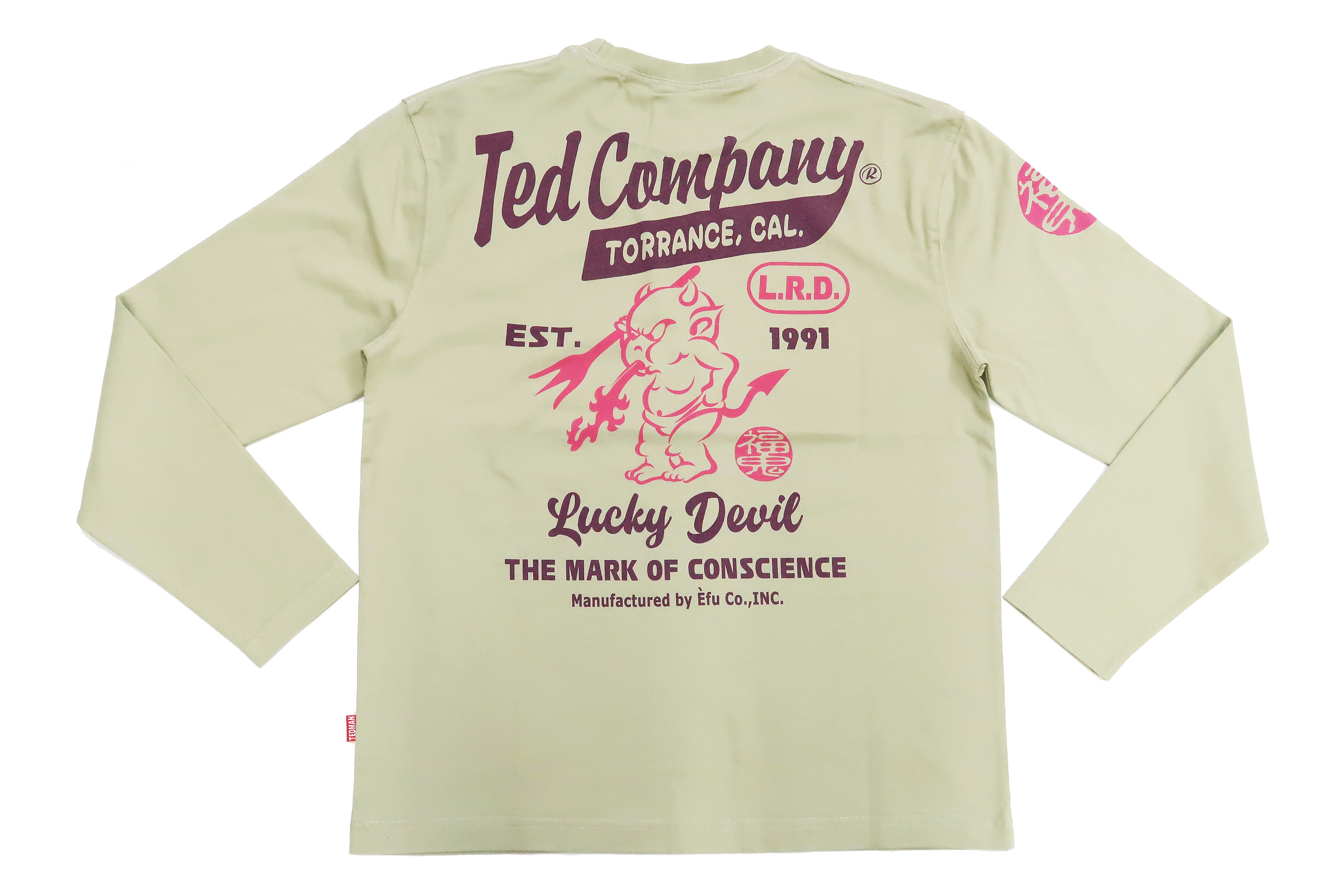 Tedman Men's Lucky Devil Graphic Long Sleeve T-Shirt - Soft Cotton Crewneck Tee with Bold Print | Casual Streetwear for Everyday Wear & Halloween Costumes