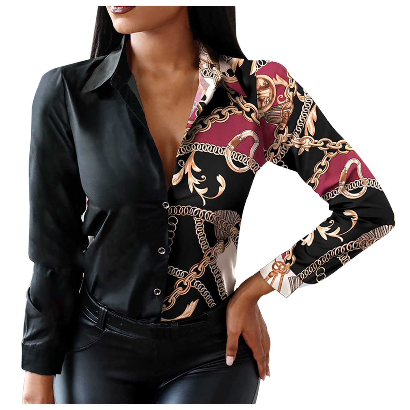 FMCHICO Women's Casual Long Sleeve Round Neck T-Shirt Blouse Sweatshirt Top - Comfortable Everyday Wear for Work, Lounge & Outfits