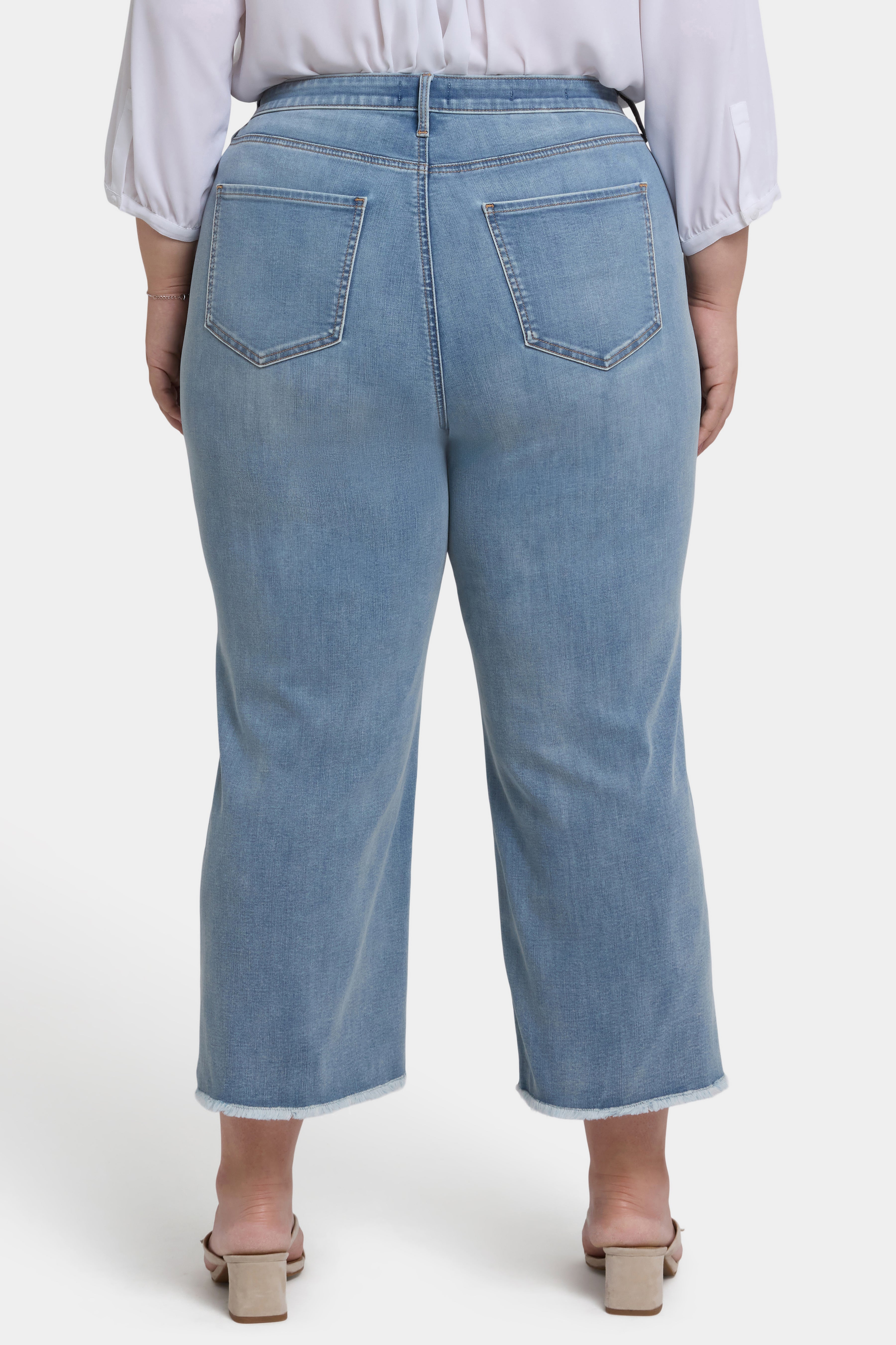 Plus Size Coco Relaxed Wide Leg Crop Jeans - Comfortable High Waist Denim Pants for Women | Perfect for Casual Outings, Beach Vacations & Everyday Wear