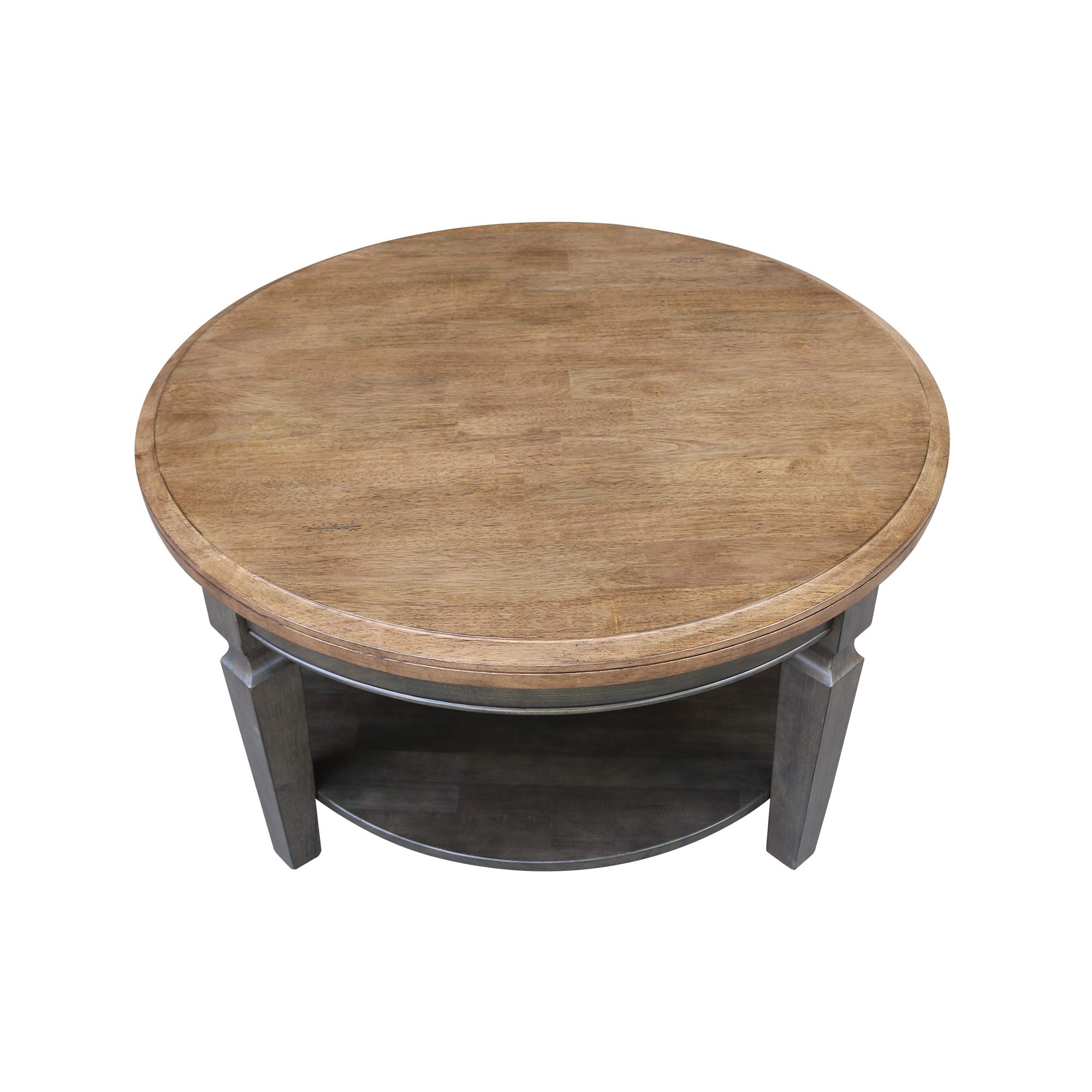 Solid Real Wood Round Coffee Table - Parawood & Hickory for Living Room