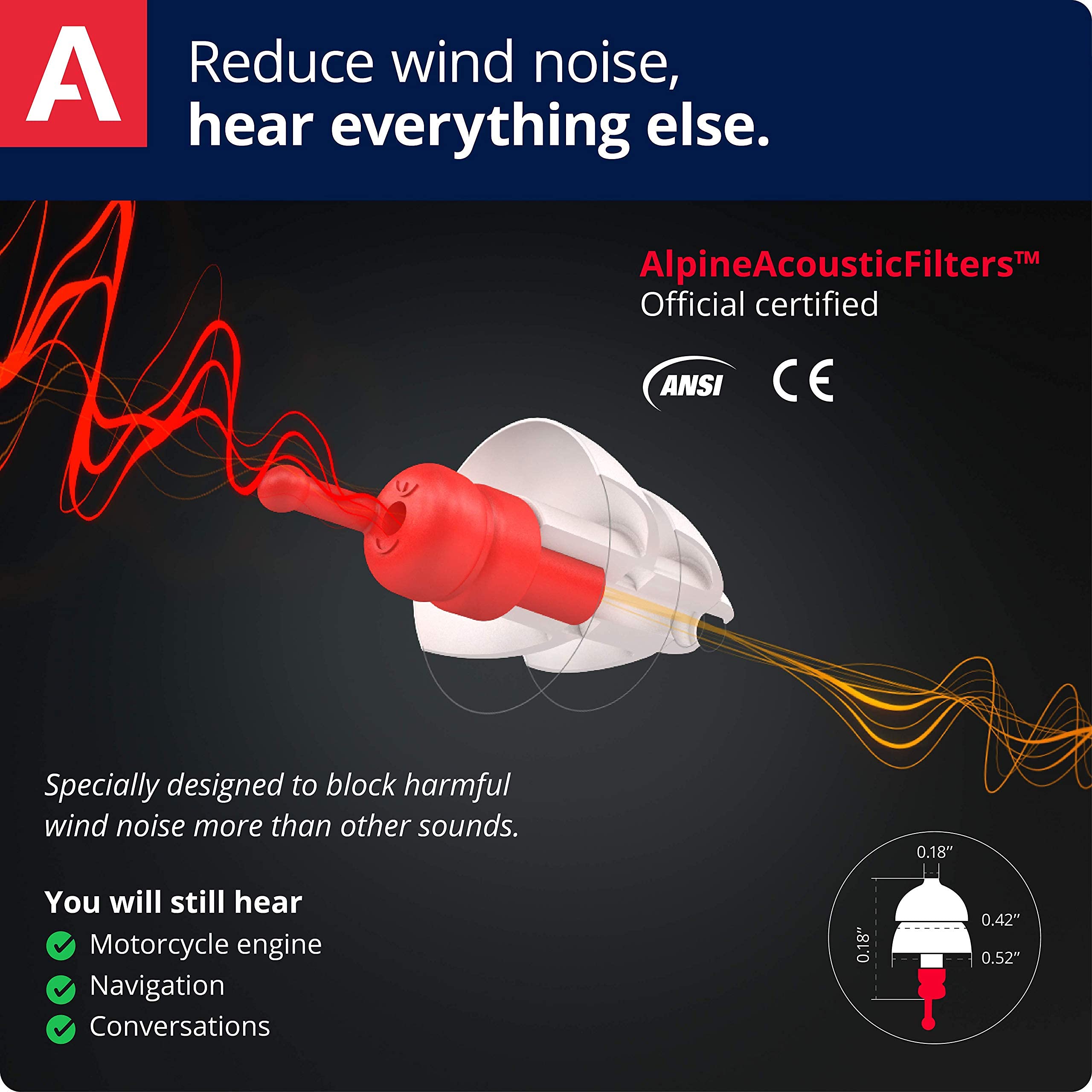 Alpine MotoSafe Pro Motorcycle Ear Plugs - 20dB Noise Reduction for Riding Comfort & Safety