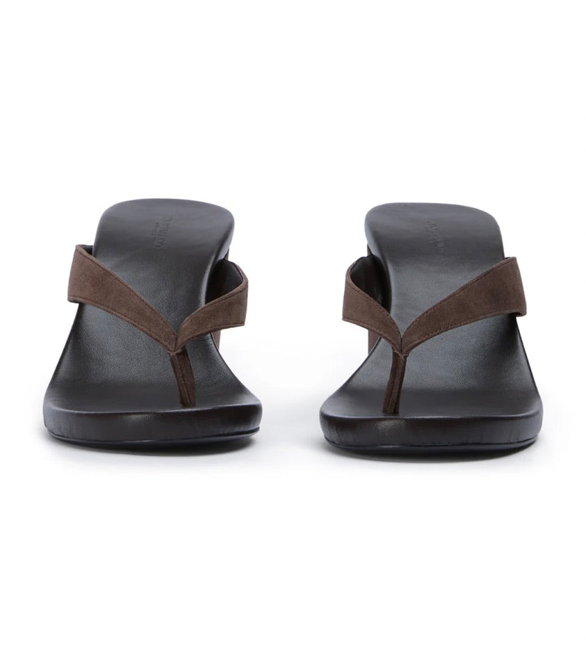 Avanti Suede Wedge Thong Sandals for Women - Comfortable Espresso Brown Sandals with Cushioned Footbed | Perfect for Beach, Vacation & Summer Outfits