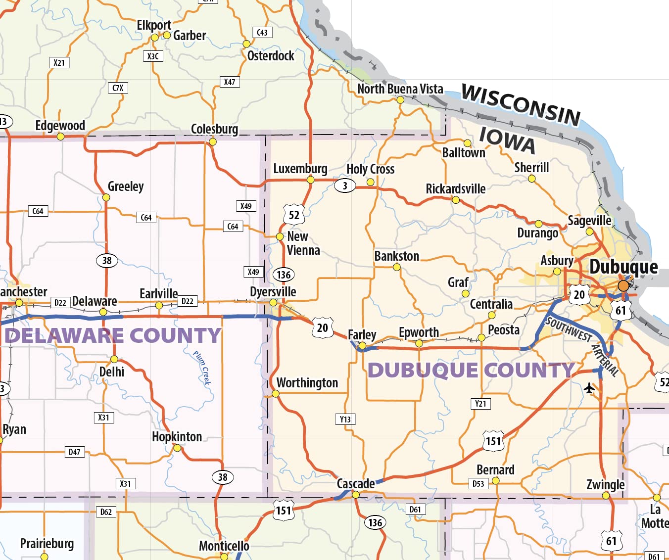 Iowa Laminated Wall Map - 43