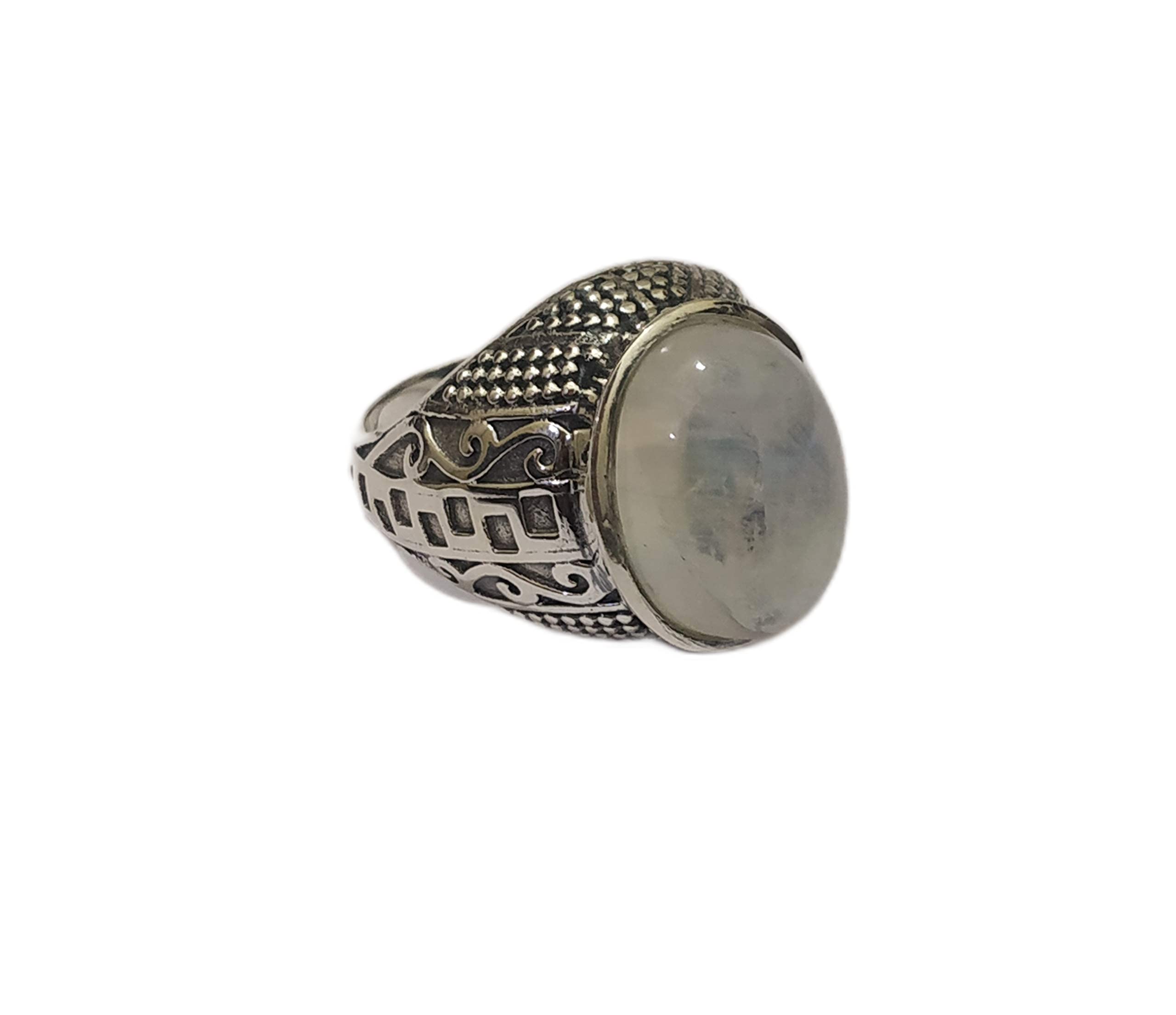 925 Sterling Silver Moonstone Ring - Vintage June Birthstone Jewelry with Blue Fire | Healing Crystal Statement Cocktail Ring for Women & Men | Perfect for Gifts, Weddings & Spiritual Healing