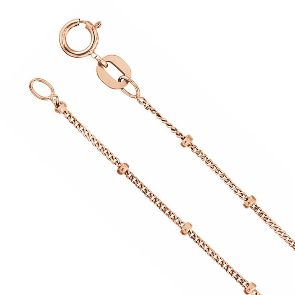 14K Rose Gold Beaded Curb Chain Necklace - Elegant Jewelry for Women