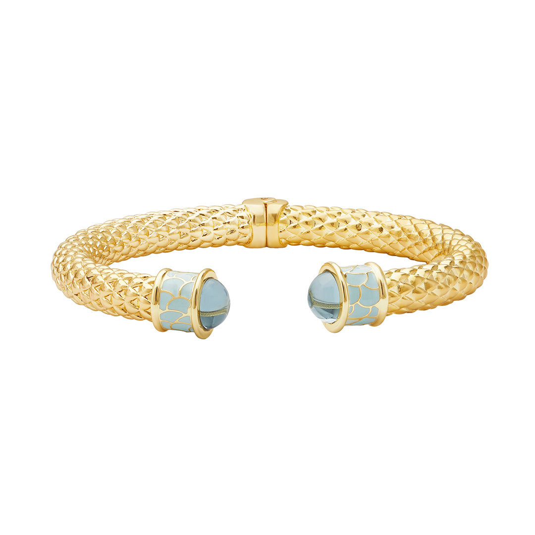 Minoan Hinged Torque Necklace - Aquamarine Blue Statement Jewelry for Women - Perfect for Weddings, Parties & Special Occasions
