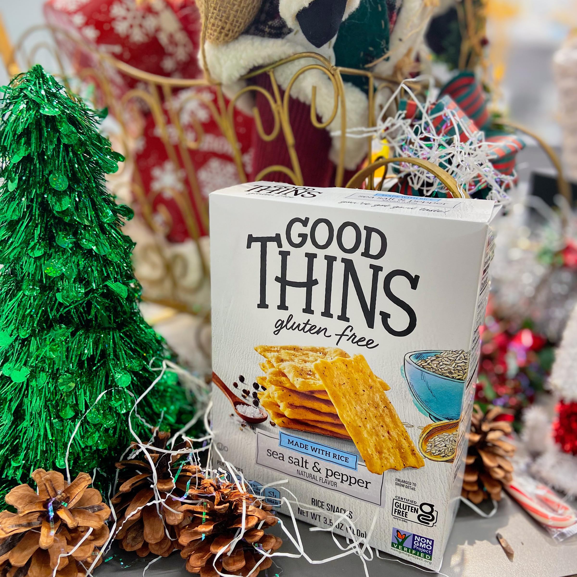 Gluten Free Sea Salt & Pepper Rice Snacks - Healthy Crackers for Adults & Kids, 3.5 oz - Perfect for Office Snacks, School Lunches & On-the-Go Travel