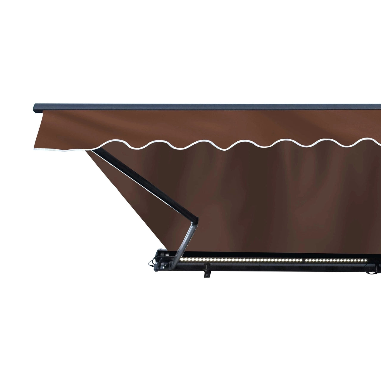 ALEKO 20x10 Feet Half Cassette Motorized Retractable LED Patio Awning - Brown Luxury Outdoor Shade for Deck, Garden & Backyard Relaxation