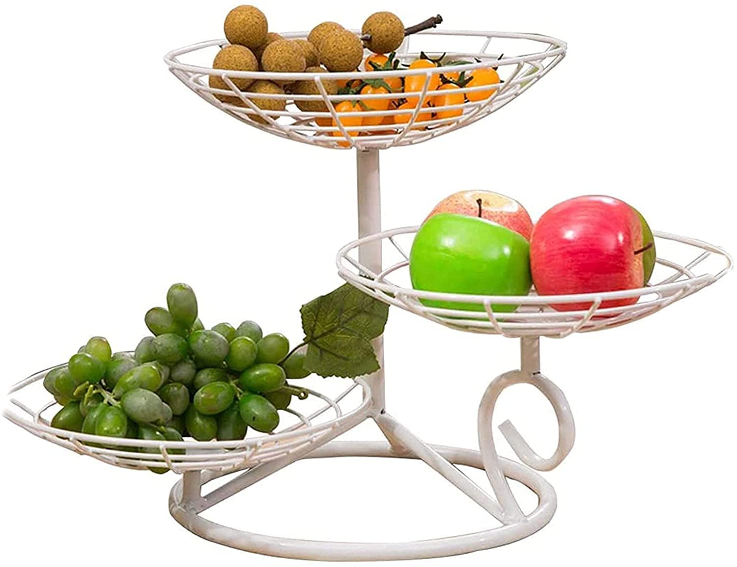 3-Tier White Detachable Fruit Basket Holder - Space Saving Kitchen & Dining Table Organizer for Fresh Fruits, Vegetables, and Snacks - Perfect for Countertop Display and Pantry Storage