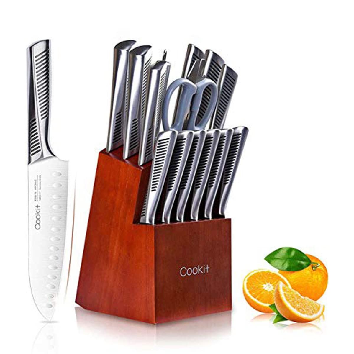 15-Piece Silver Hollow Handle Stainless Steel Chef Knives Set - 14.5