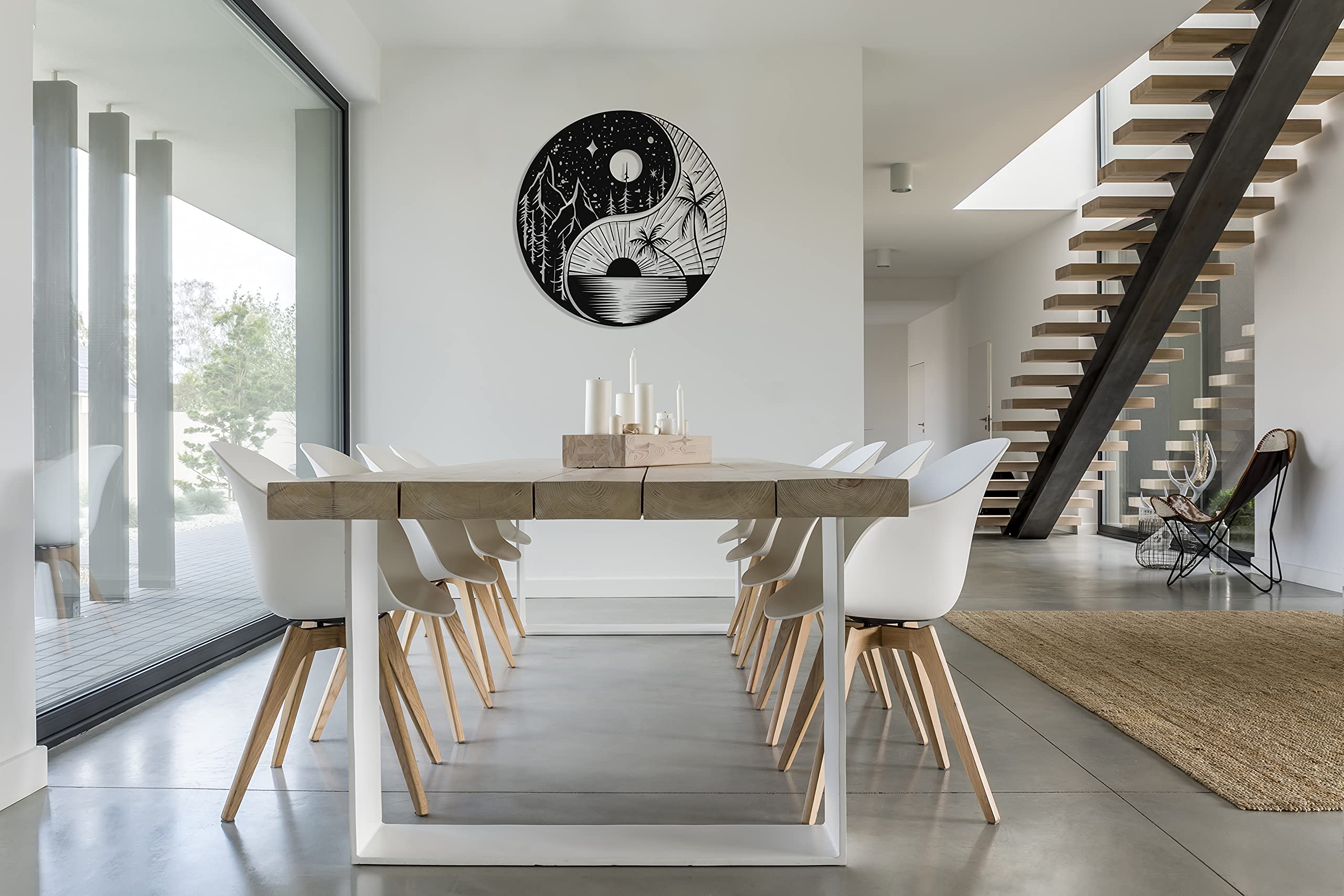 Yin Yang Sun and Moon Metal Wall Art - 14 Inch Black Abstract Wall Decor for Home, Office, Living Room, Kitchen, Bathroom & Outdoor Spaces | Farmhouse & Modern Wall Hangings | Perfect for Meditation Rooms, Yoga Studios & Zen Decor