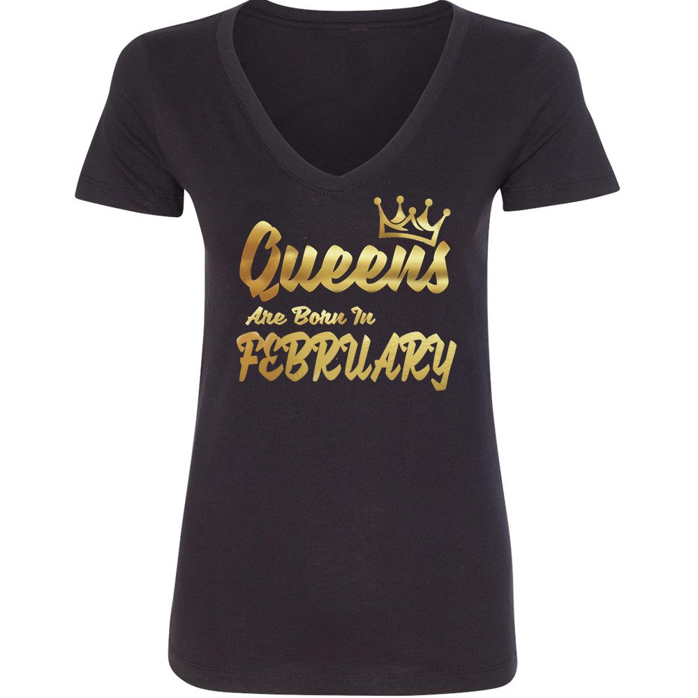 Queens are Born in January-December | Women's Gold Crown T-Shirt | Slim Fit Zodiac Capricorn Top | Casual & Party Outfit | Perfect for Birthdays, Girls' Night Out & Zodiac-Themed Events