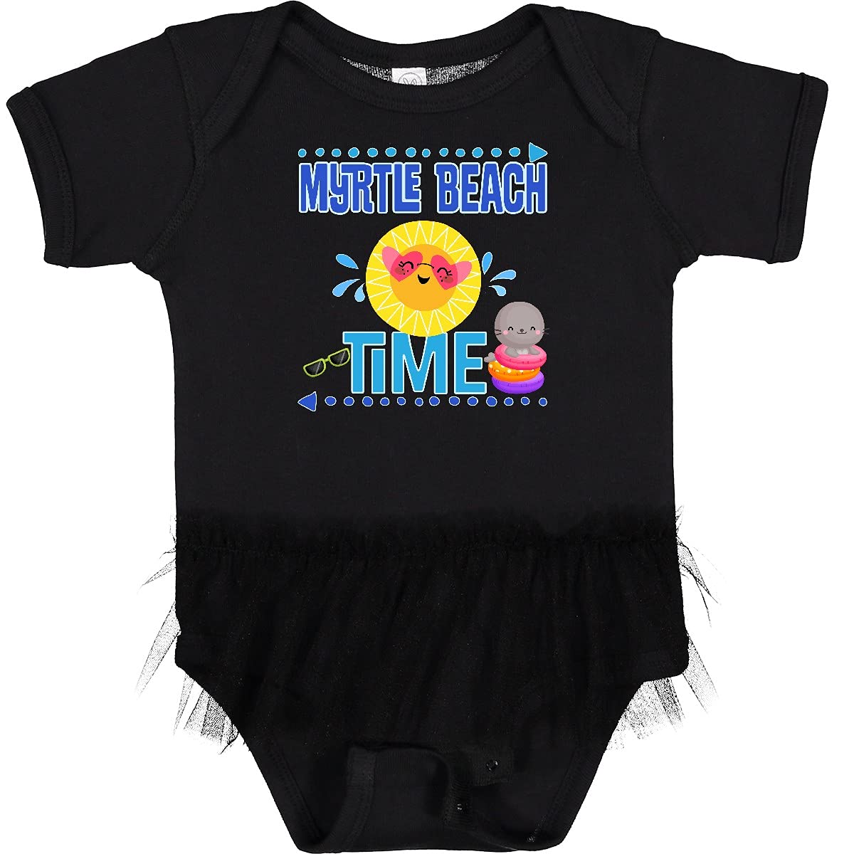 Inktastic Myrtle Beach Vacation Time Infant Tutu Bodysuit - Cute Baby Girl Outfit for Beach Trips, Photo Shoots & Family Vacations