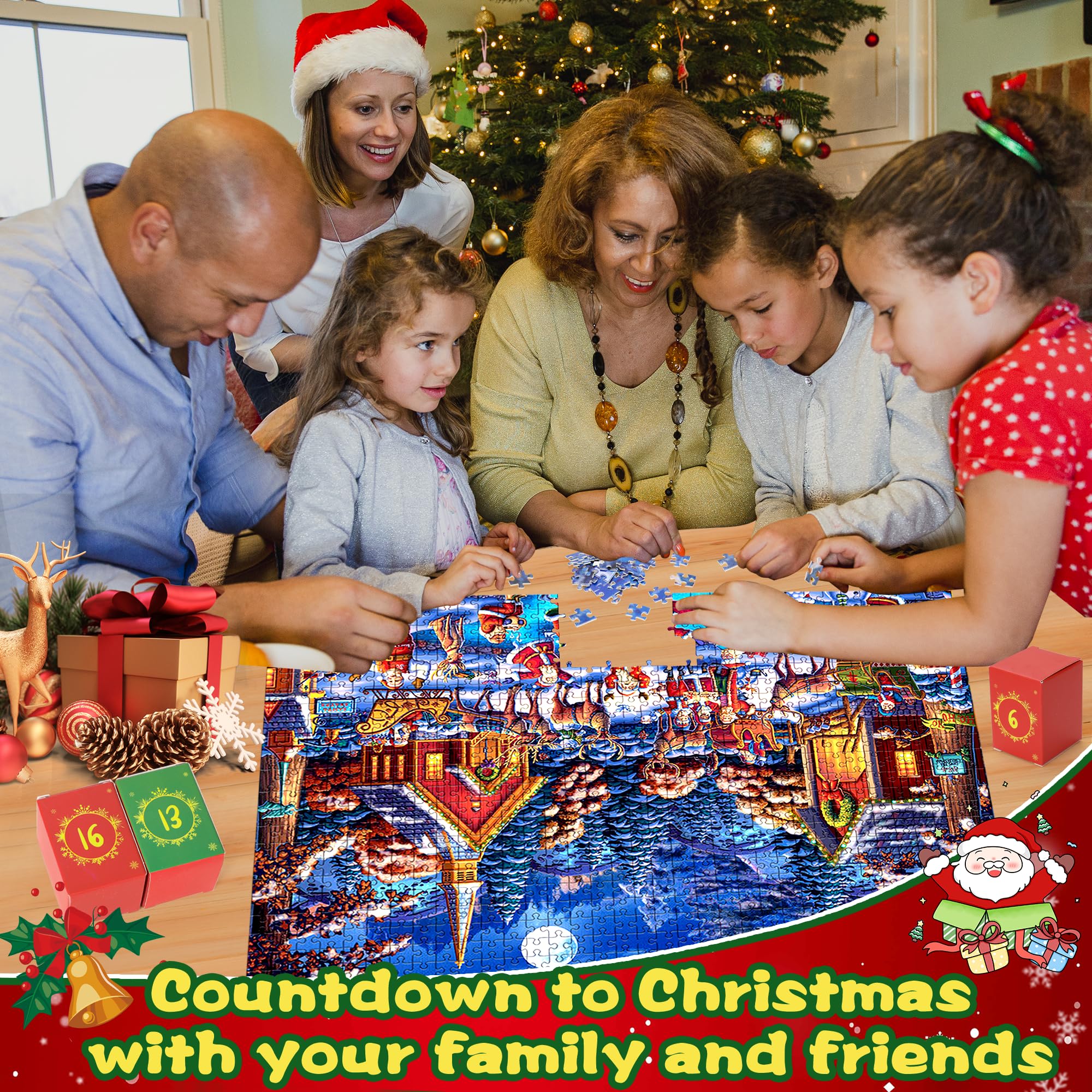 2024 Advent Calendar Jigsaw Puzzle - 1008 Piece Christmas Countdown Puzzle for Home Decor, Family Game & Holiday Activity - Fun Gift for Kids & Adults