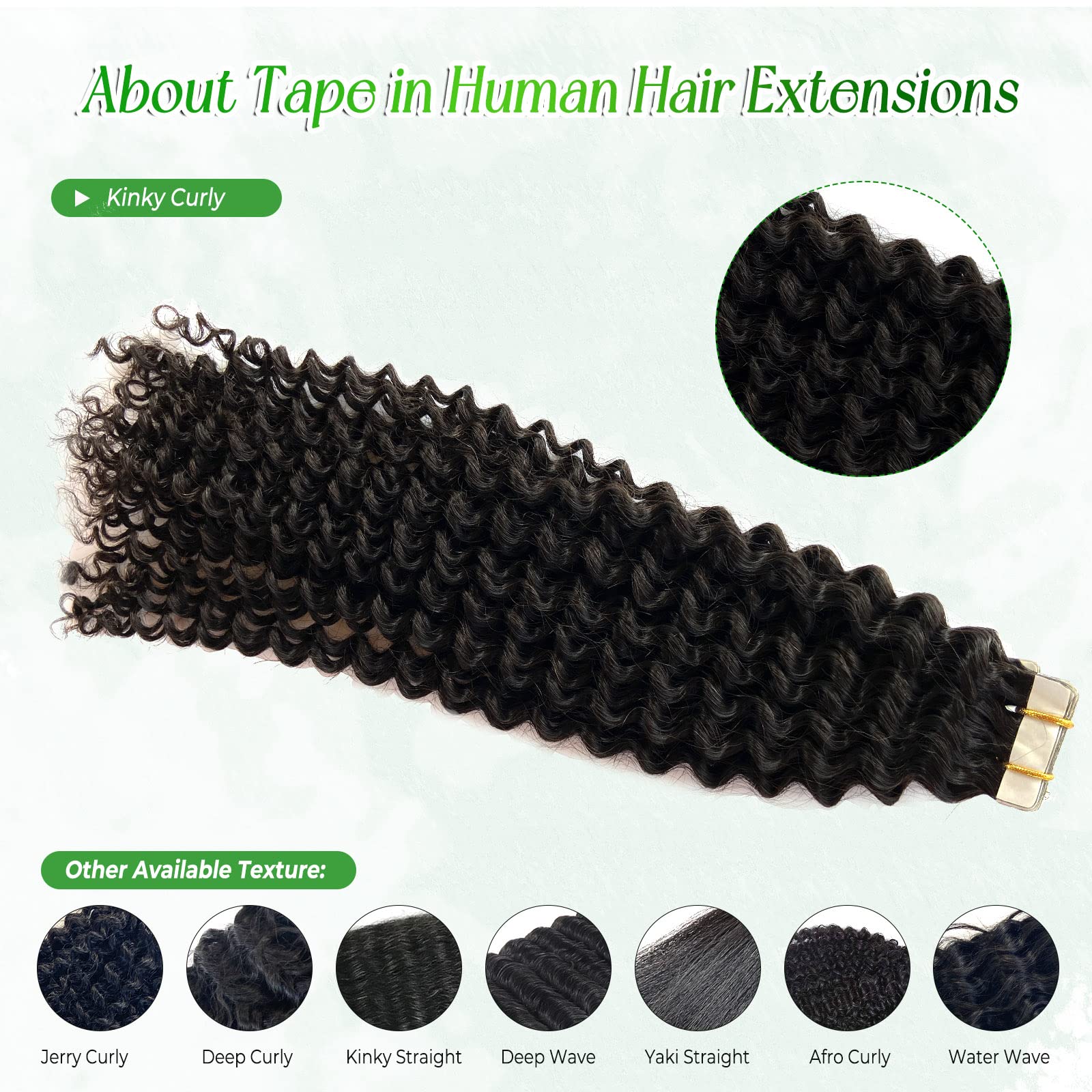 Premium 24-Inch Tape in Hair Extensions - 100% Real Human Hair, 40 Pieces (100g) for Black Women - Kinky Curly Tape-in Extensions with Double-Sided Tape | Perfect for Daily Wear, Special Occasions & Protective Styling