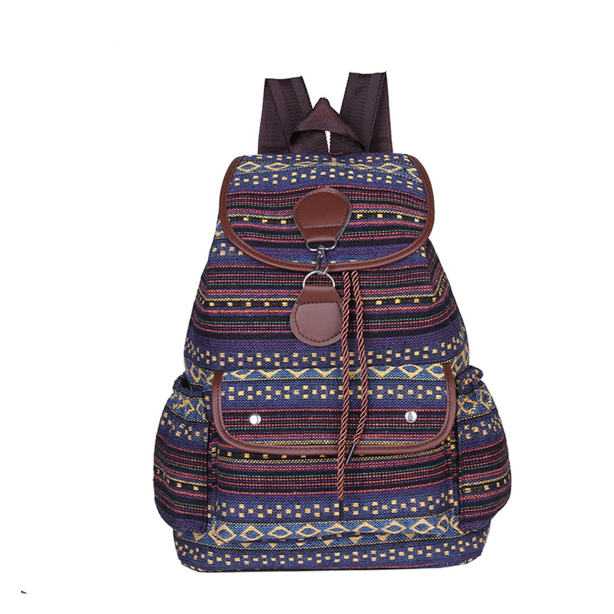 Vintage Boho Backpack for Women - Stylish Casual Shoulder Bag Purse, Unique Ethnic Fashion Handbag in Blue | Perfect for Travel, Work & Everyday Use