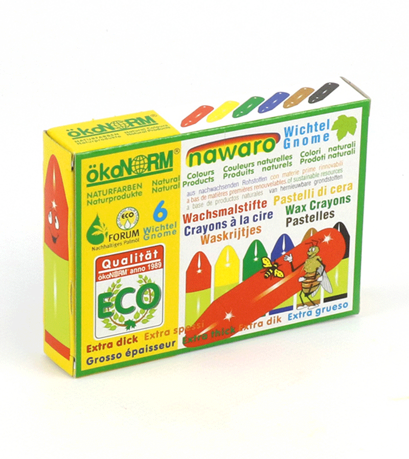 Set of 6 Chubby Gnome Crayons for Kids - Non-Toxic & Easy-Grip Coloring Pencils by okoNORM - Perfect for Toddler Art Projects, Classroom Activities & Birthday Gifts