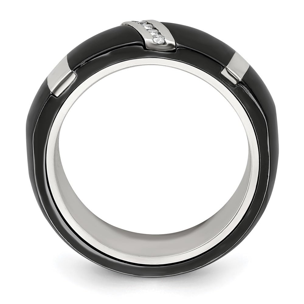 Diamond2Deal 0.1 Carat 925 Sterling Silver & Black Titanium Diamond Engagement Ring for Women - Perfect for Proposals, Anniversaries & Special Occasions