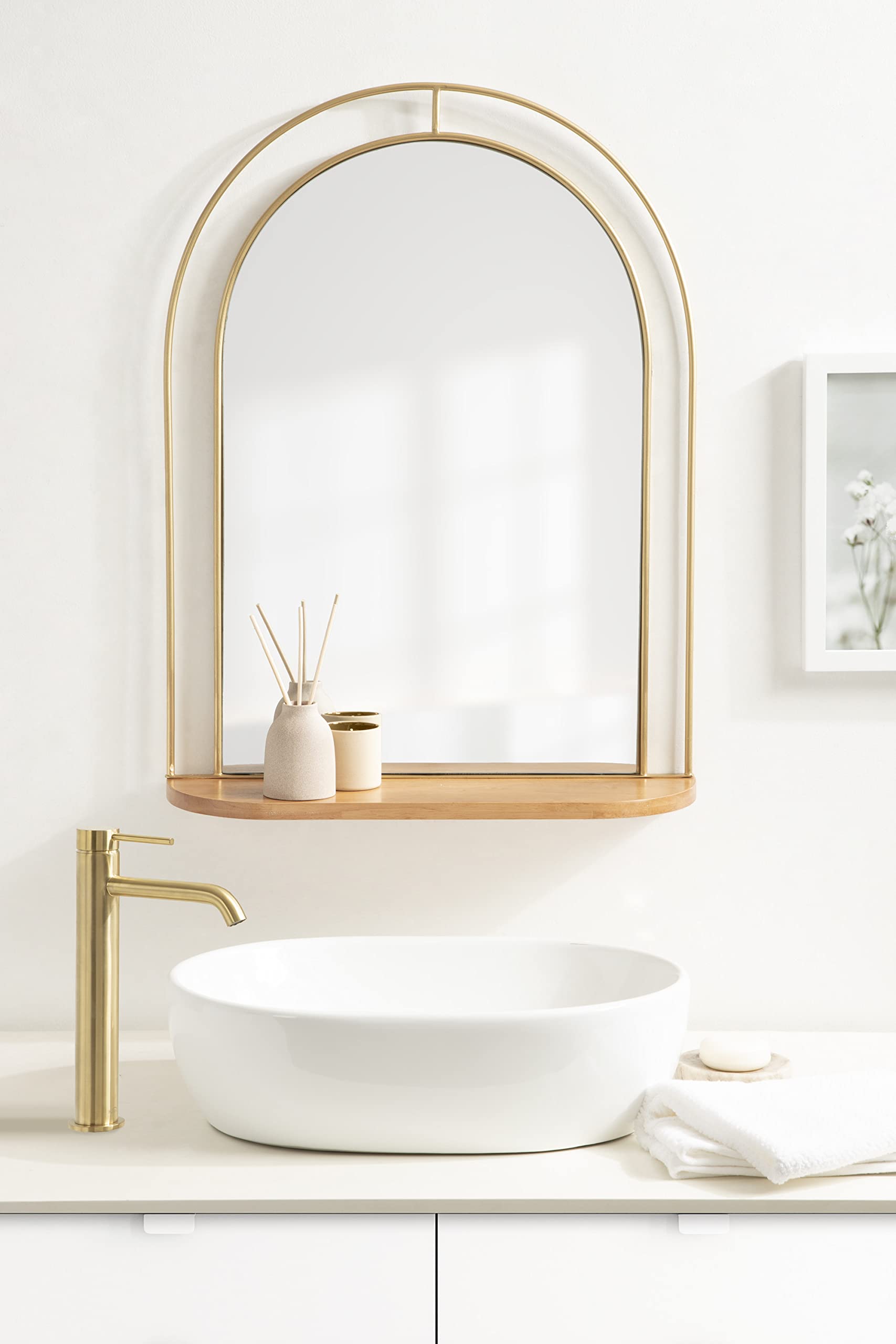 Kate and Laurel Reverie Modern Arched Mirror with Shelf - 23