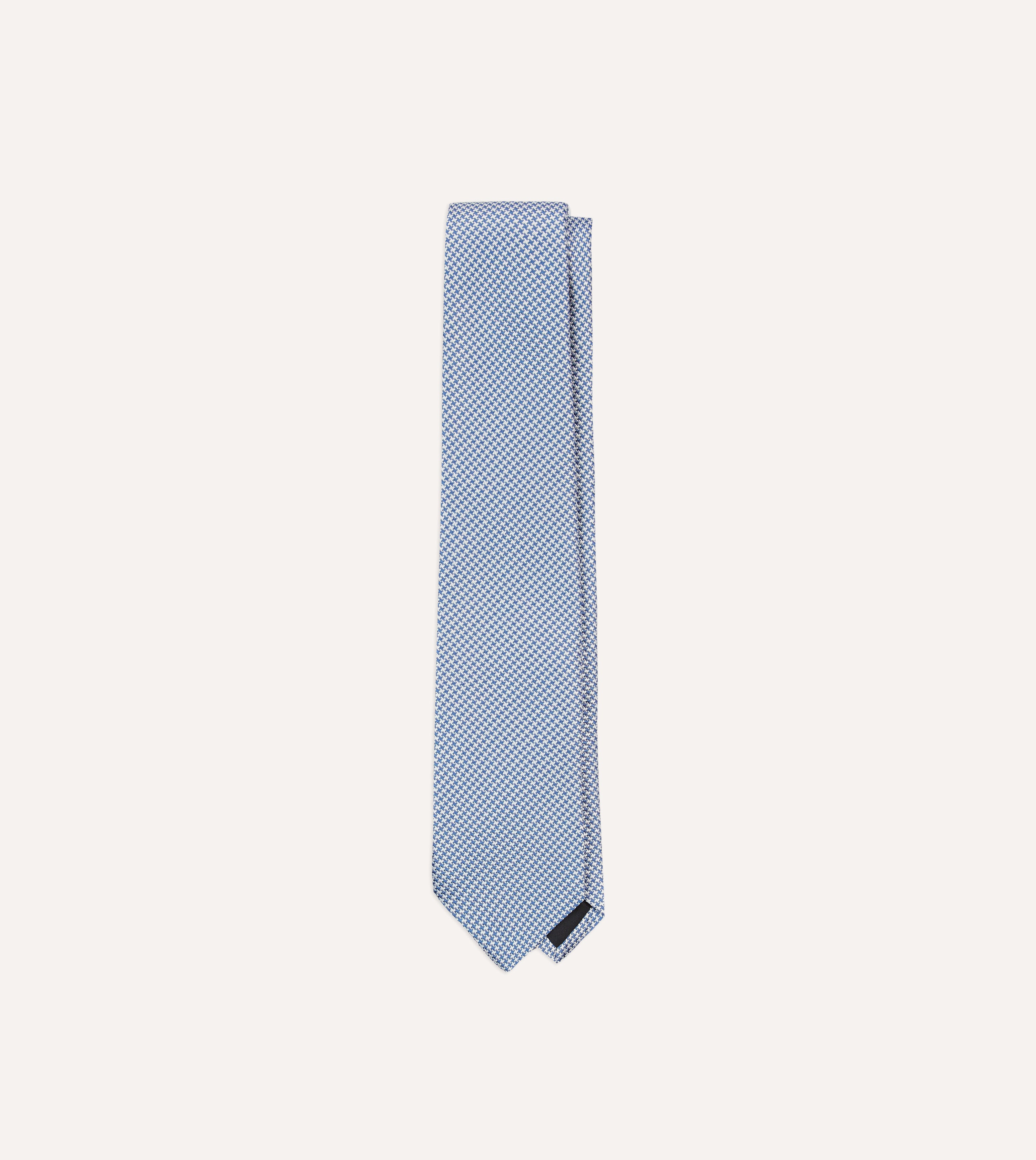 Premium Blue Houndstooth Mogador Silk Tipped Necktie for Men - Elegant Formal & Business Attire Accessory for Weddings, Office & Special Occasions