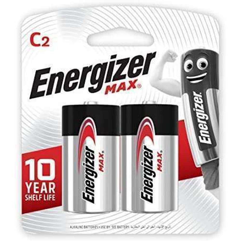 Energizer Max Alkaline C Batteries (2-Pack) - Long-Lasting Power for Toys, Flashlights & Remote Controls