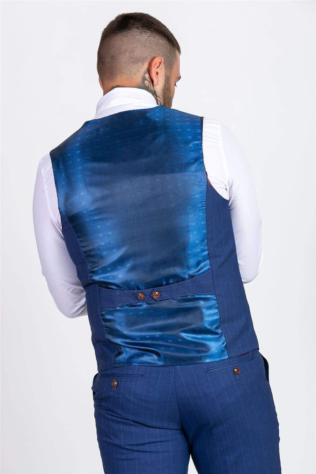 Marc Darcy Conrad Royal Blue Double Breasted Waistcoat for Men | Formal Vest for Weddings, Business & Special Occasions | Premium Tailored Waistcoat for Suits & Tuxedos