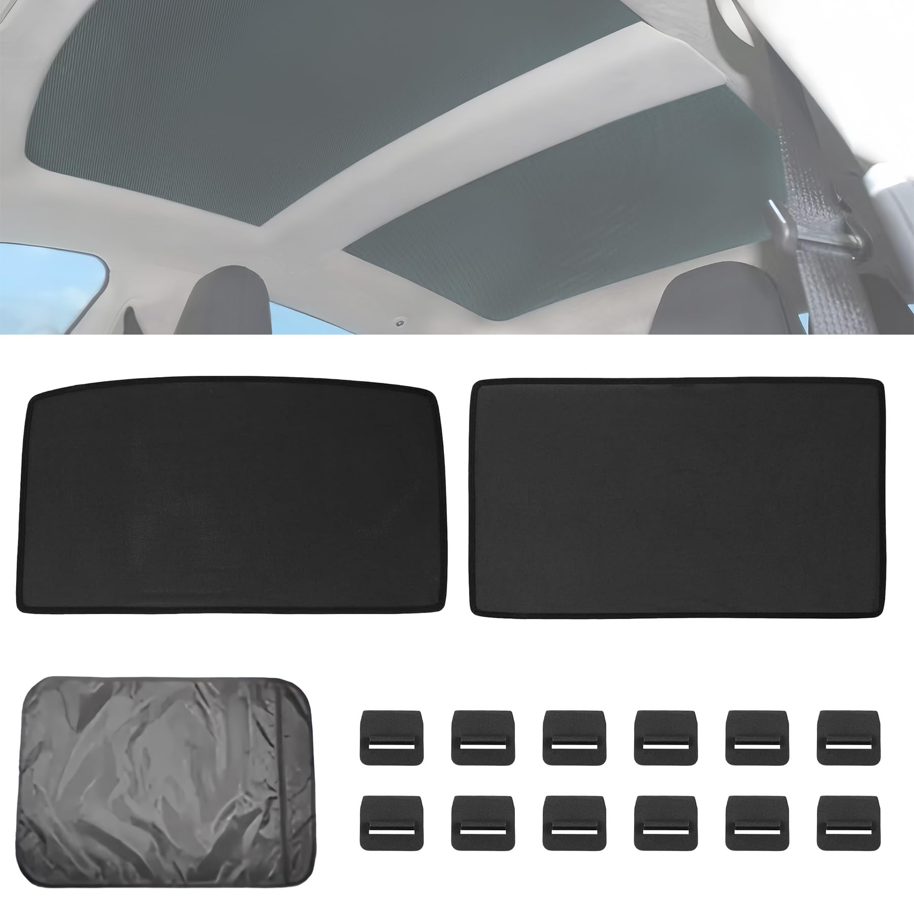 Tesla Model S Sunroof Sunshade - Foldable UV Protection Glass Roof Cover for 2016-2021 Models | Perfect for Summer Driving & Parking
