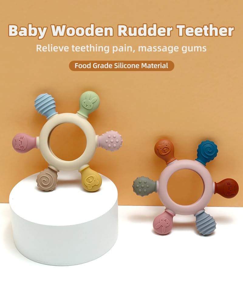 Rainbow Ring Teether - 100% Food-Grade Silicone Baby Teething Toy for Infants 3+ Months | Choking-Proof Design | Safe for Boys & Girls | Perfect for Soothing Sore Gums at Home or On-the-Go