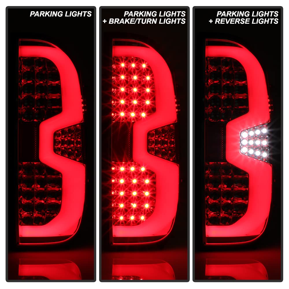 Premium LED Light Bar Tube Tail Lights for 2014-2021 Toyota Tundra - Chrome Housing - Bright & Durable Replacement - Perfect for Off-Roading & Night Driving