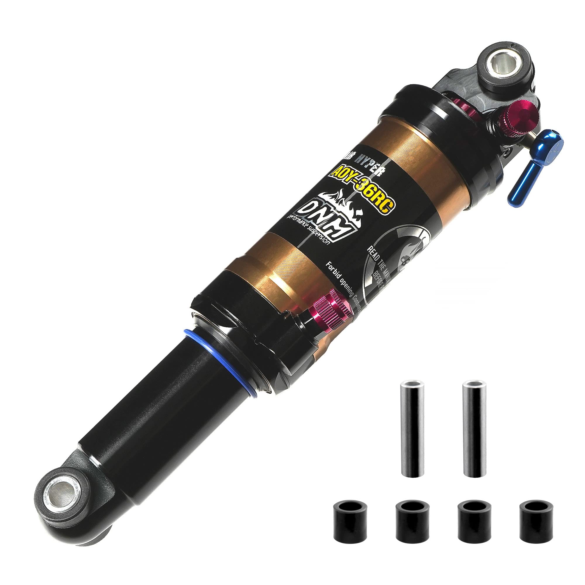 DNM Damping 3 System Mountain Bike Air Rear Shock - Adjustable Rebound, Lockout & Air Pressure - AL 7005 Shark/AL 6061 Shock Body - 165mm/190mm/200mm Options - Perfect for Trail Riding, Downhill & Enduro Biking