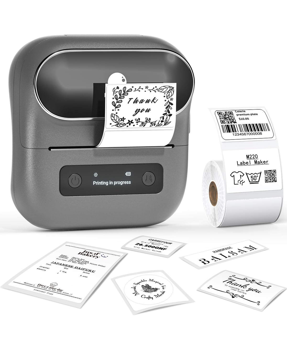 Phomemo M220 Bluetooth Thermal Label Printer - Wireless Barcode Sticker Maker for Address, Shipping, Inventory Tags | Compatible with iPhone, Android, Laptop | Perfect for Small Business, Warehouse & Home Organization