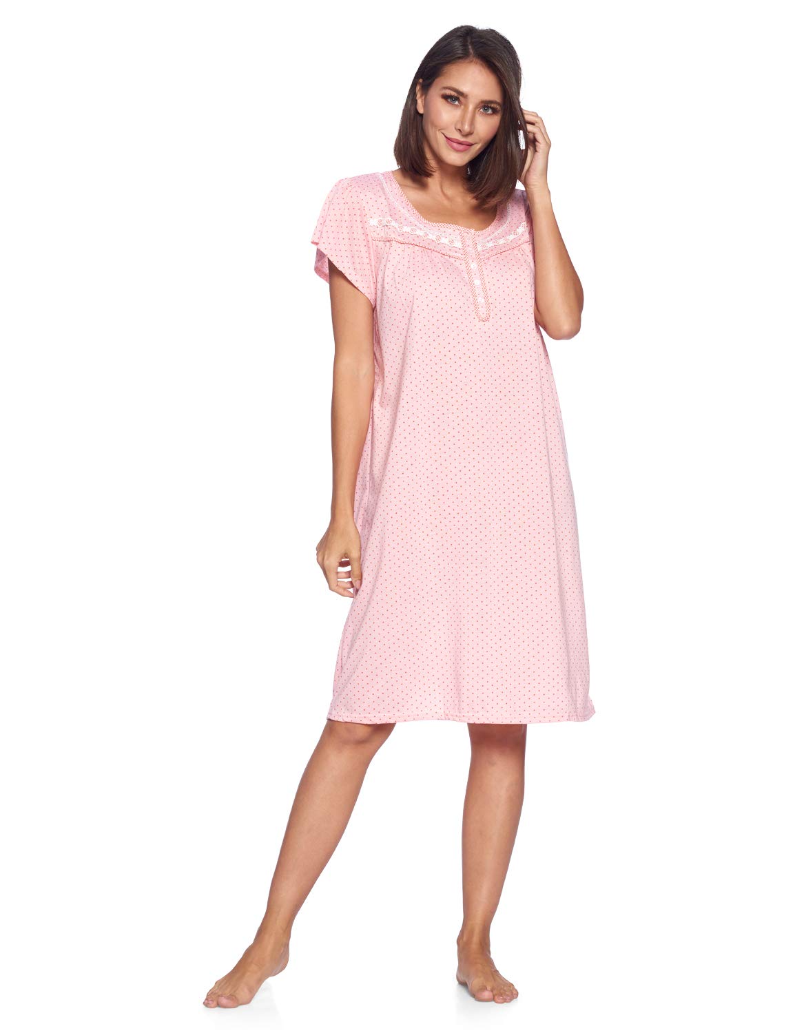 Women's Floral Short Sleeve Nightgown - Soft Casual Sleepwear for Comfortable Nights | Perfect for Summer Bedtime & Lounge Wear