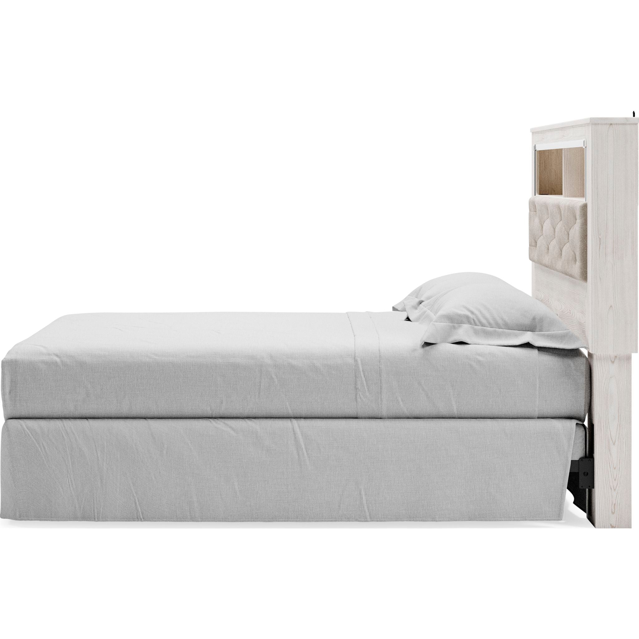 Altyra Queen Bookcase Headboard with Storage - White Wooden Bed Frame for Bedroom, Perfect for Small Spaces & Modern Home Decor