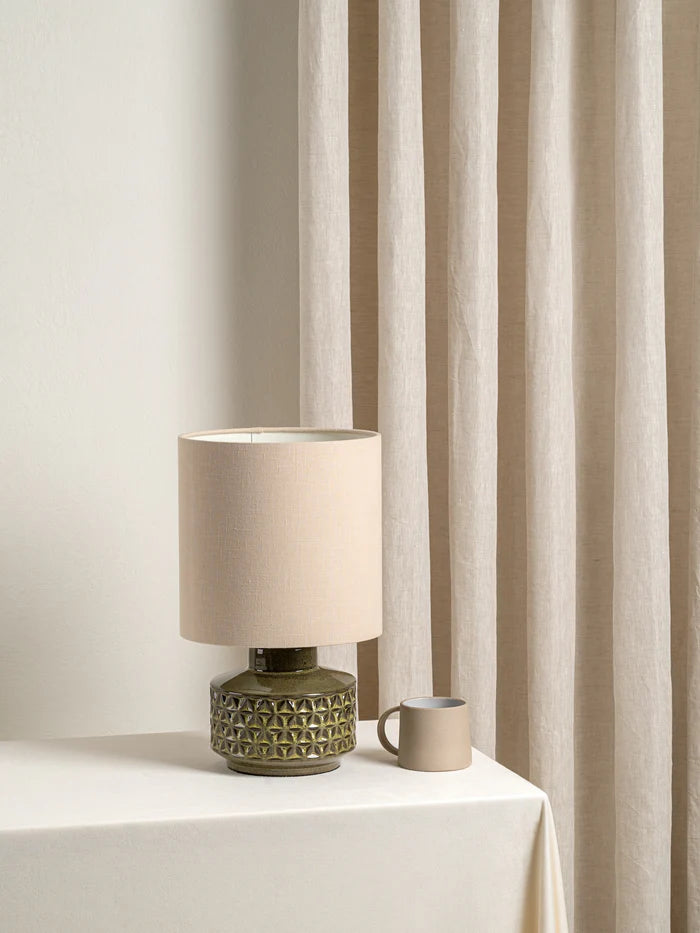 Elegant Green Glazed Ceramic Table Lamp - Modern Short Desk Light for Living Room, Bedroom & Office Decor