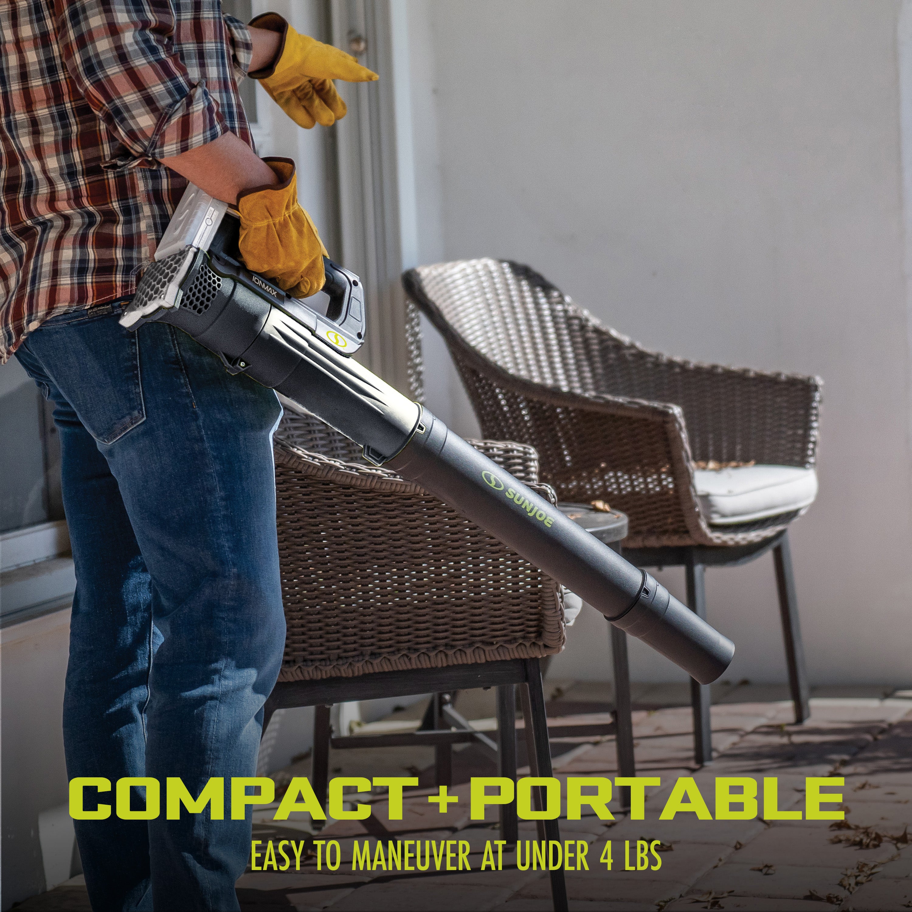 Sun Joe 24V Cordless Leaf Blower - 100 MPH, 280 CFM, 2.0Ah Battery & Charger Included | Powerful Yard Cleanup for Leaves, Grass Clippings & Debris | Ideal for Driveways, Patios & Garden Maintenance