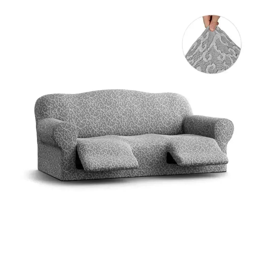 3 Seater Recliner Slipcover - Jacquard 3D Collection Sofa Cover | Stretchable Furniture Protector for Living Room, Home Theater & Family Room