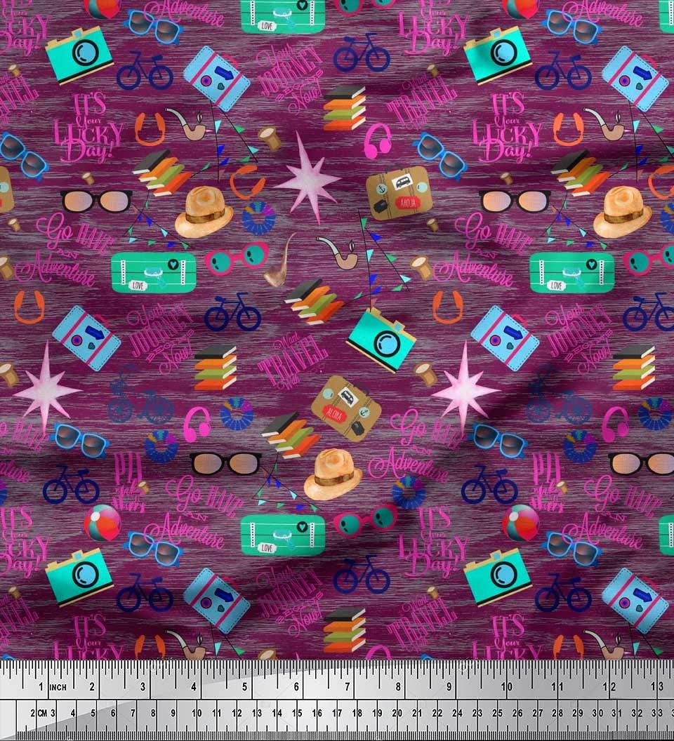 Soimoi 100% Cotton Cambric Pink Fabric by The Yard - 42 Inch Wide Soft Lightweight Material for DIY Fashion, Hats, Bags & Home Decor - Perfect for Travel Accessories, Camera Straps & Adventure-Themed Crafts