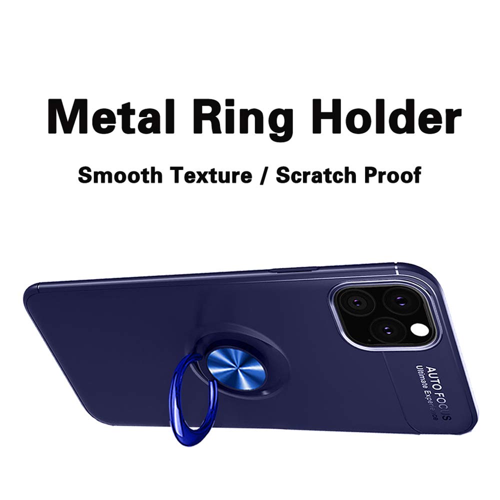 Premium iPhone 11 Case with Tempered Glass Screen Protector & Ring Holder Stand - Shockproof Silicone TPU Cover for iPhone 11 (6.1