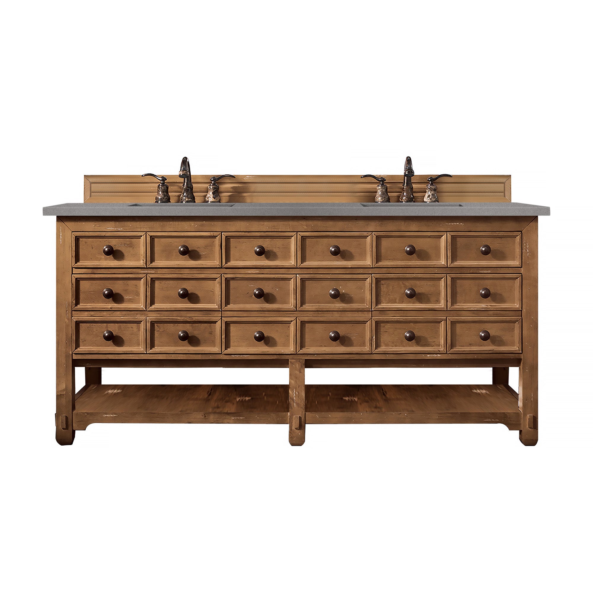 Malibu 72 Inch Double Vanity with Honey Alder Wood and 3CM Grey Expo Quartz Top - Perfect for Modern Bathroom Renovations & Master Bathroom Upgrades