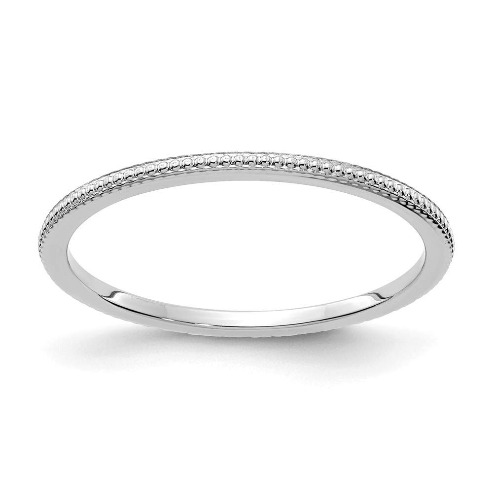 10K Gold Stackable Beaded Charm Rings for Women - Rose Gold, White Gold & Yellow Gold - 1.2mm Thin Band - Size 4-10 - Perfect for Layering, Gift Giving & Everyday Elegance