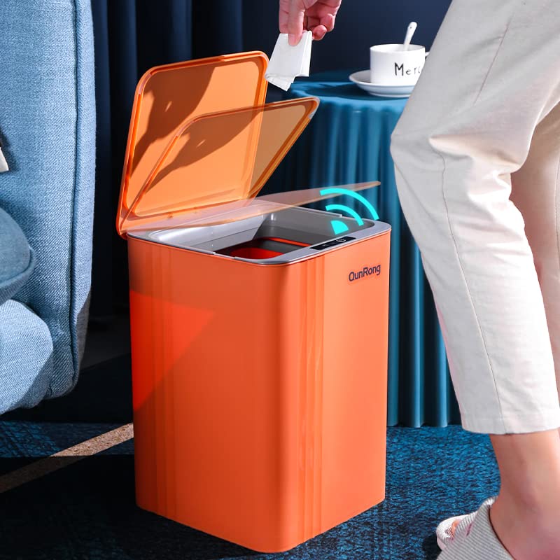 TOMYEUS 14L Automatic Smart Sensor Trash Can - Hands-Free Motion Activated Kitchen & Bathroom Garbage Bin with 3 Modes (Kick, Knee, Sensor) - Ideal for Home, Office, Dorm (Blue)