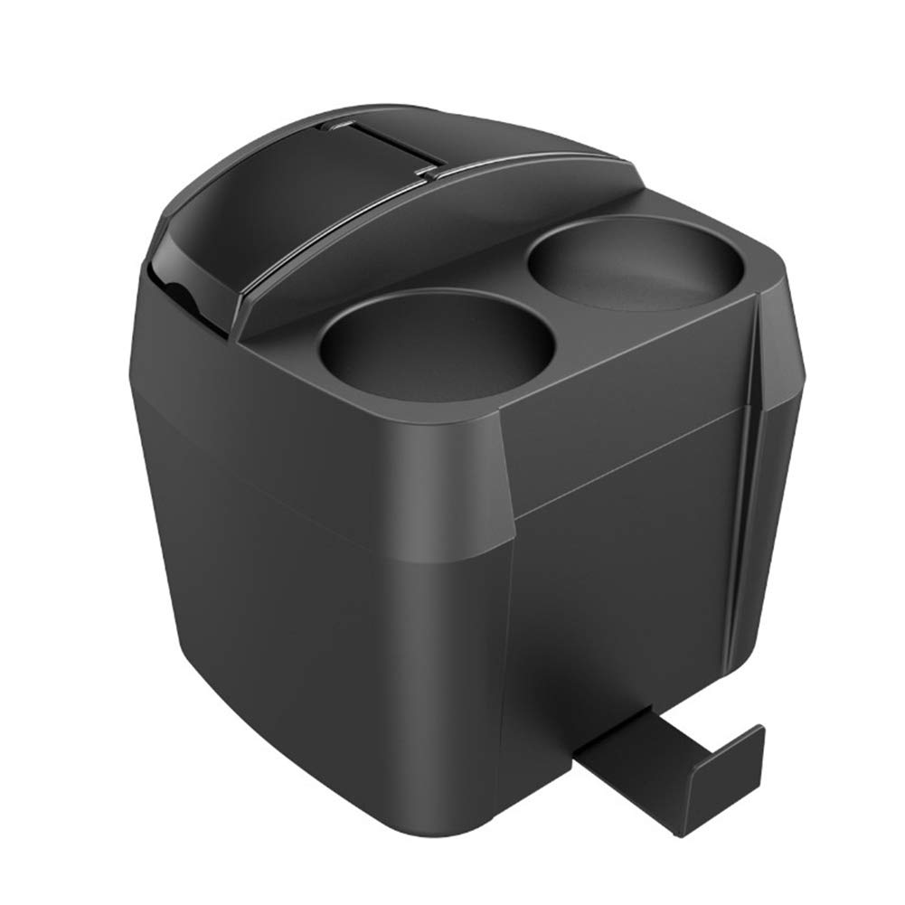 Universal Car Organizer - Multifunctional Storage Box with Cup Holder, Phone Slot, Trash Can for Keys, Wallet, Coins, Snacks & Drinks | Perfect for Road Trips, Commuting & Travel (Black)