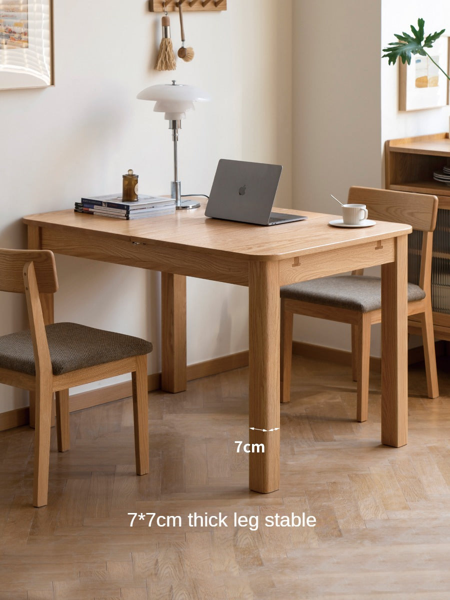 Solid Oak Wood Extendable Folding Dining Table - Expandable for Small Spaces, Perfect for Apartments & Family Gatherings