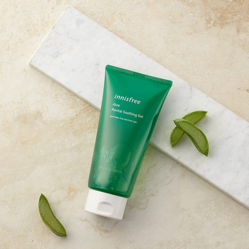 **Innisfree Aloe Vera Revital Soothing Gel 300ml – Hydrating & Cooling Face Moisturizer with Jeju Aloe Vera Extract | Korean Skincare for Oily, Dry, Normal & Sensitive Skin | Non-Greasy, Soothing Gel for Sunburn, Acne & Daily Hydration**    *(Use: Perfect for post-sun care, acne-prone skin, and daily moisturizing to refresh and hydrate your face.)*
