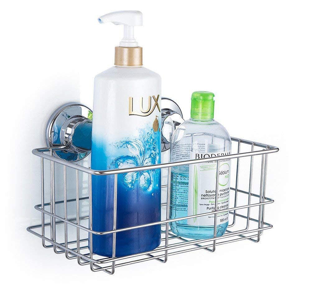 Rustproof SANNO Shower Caddy Organizer with Suction Cups - Large Deep Wire Basket for Bathroom Storage, Soap Dish Holder & No Damage Bath Shelf - Perfect for Shower Organization and Bathroom Accessories